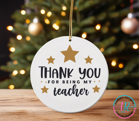 Ceramic Teacher Ornaments - Thank You