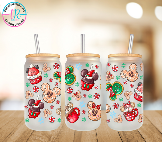 christmas-16oz-glass-tumbler-glass-can-christmas-glass-tumbler-with-straw-mickey-christmas-shakes-TR-collective-front