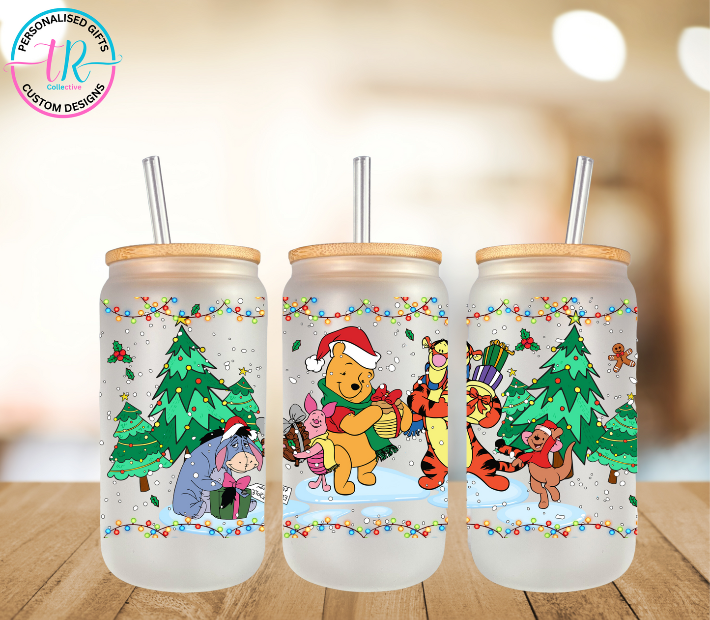 christmas-16oz-glass-tumbler-glass-can-christmas-glass-tumbler-with-straw-pooh-and-friends-christmas-TR-collective-front