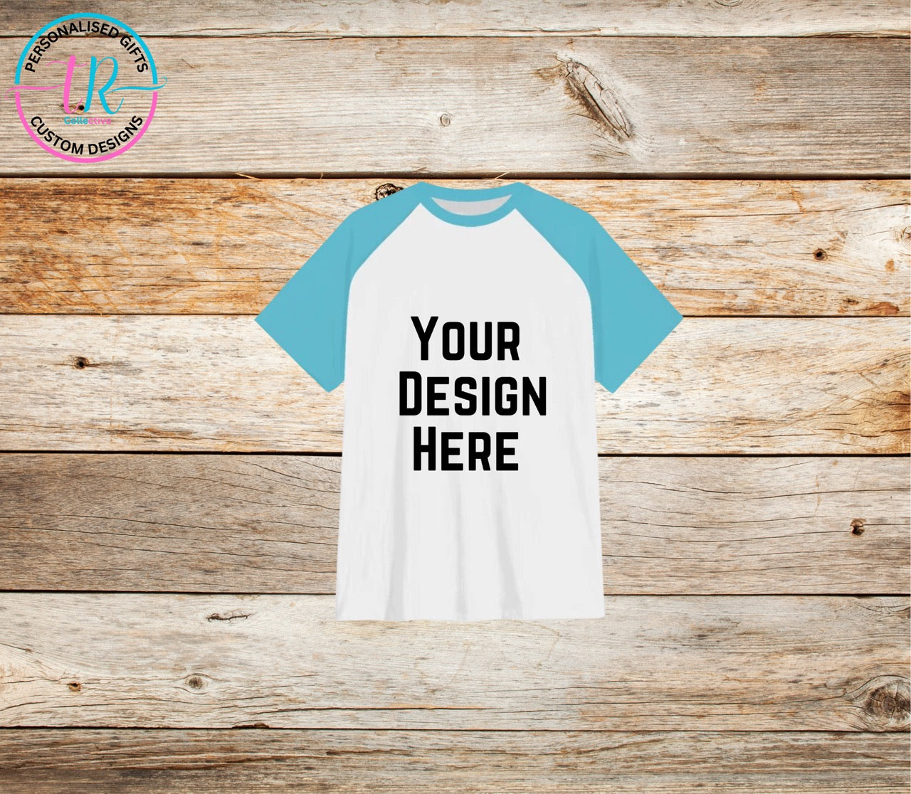 custom-t-shirts-design-your-own-shirt-personalised-t-shirt-light-blue-sleeve-kids-TR-collective-front