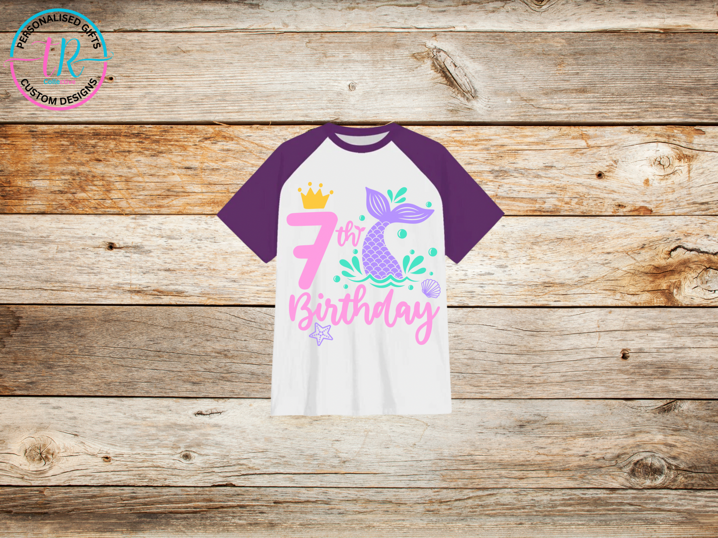 girls-t-shirt-birthday-tees-shirts-mermaid-birthday-number-7-purple-sleeve-TR-collective-front