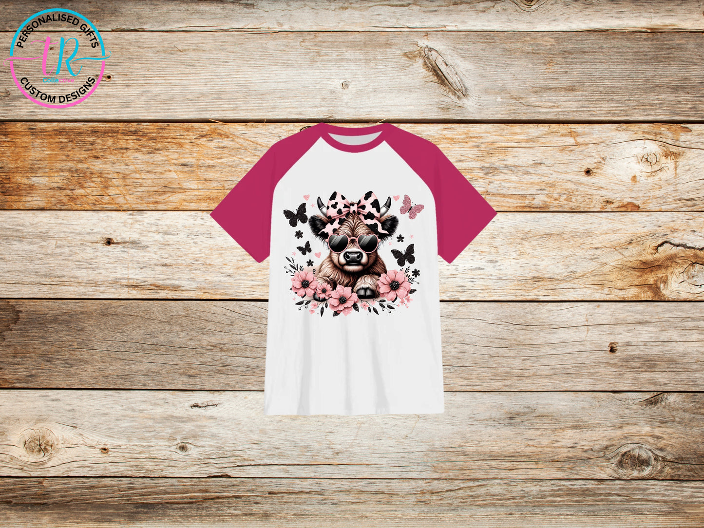 girls-t-shirt-graphic-tees-shirts-cute-cow-pink-sleeve-TR-collective-front