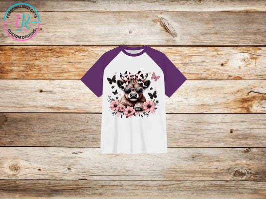 girls-t-shirt-graphic-tees-shirts-cute-cow-purple-sleeve-TR-collective-front