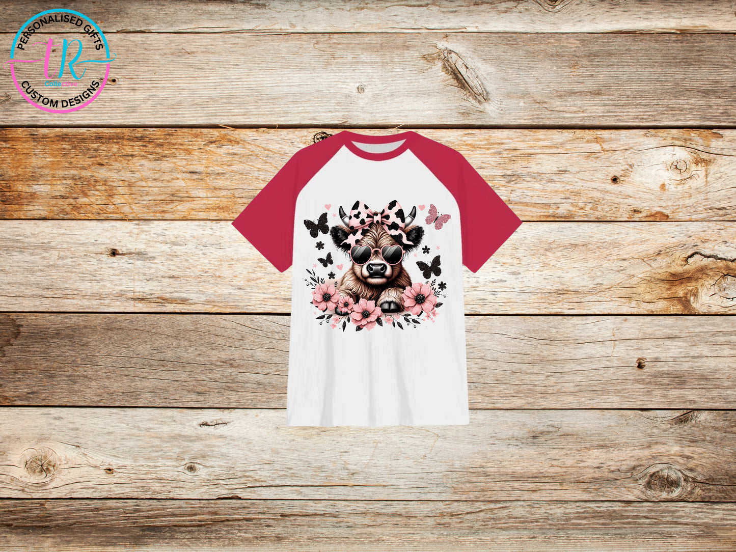 girls-t-shirt-graphic-tees-shirts-cute-cow-red-sleeve-TR-collective-front