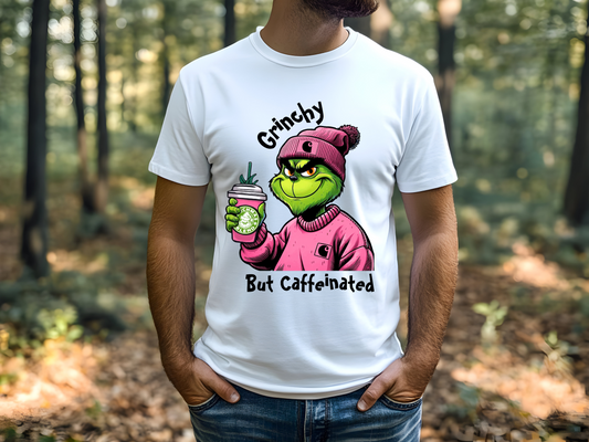 grinch-shirt-adult-christmas-shirt-family-christmas-shirt-christmas-shirts-mens-grinchy-but-caffeinated-TR-Collective-front