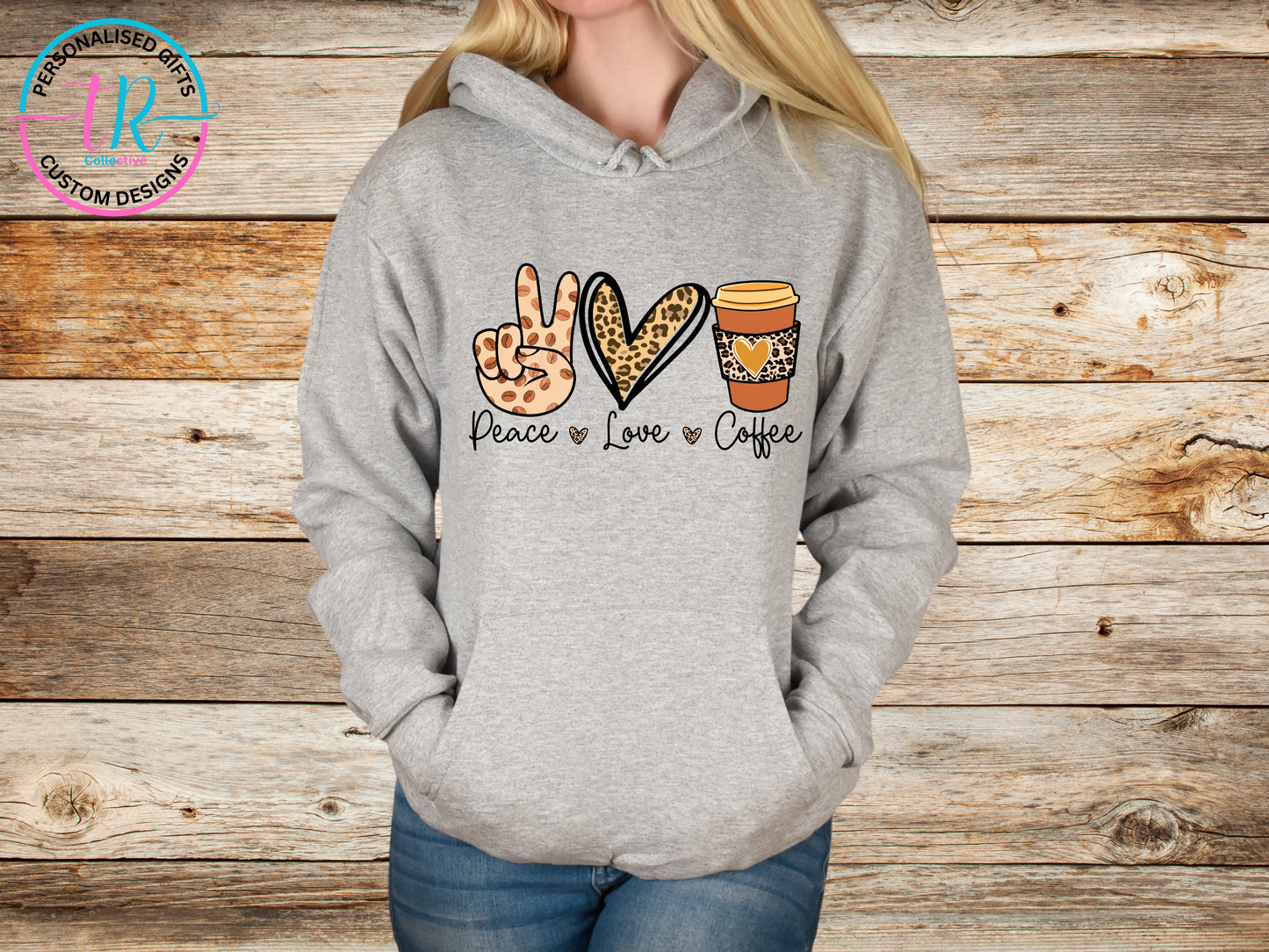 hoodies-womens-hoodie-jumper-peace-love-coffee-grey-TR-collective-front