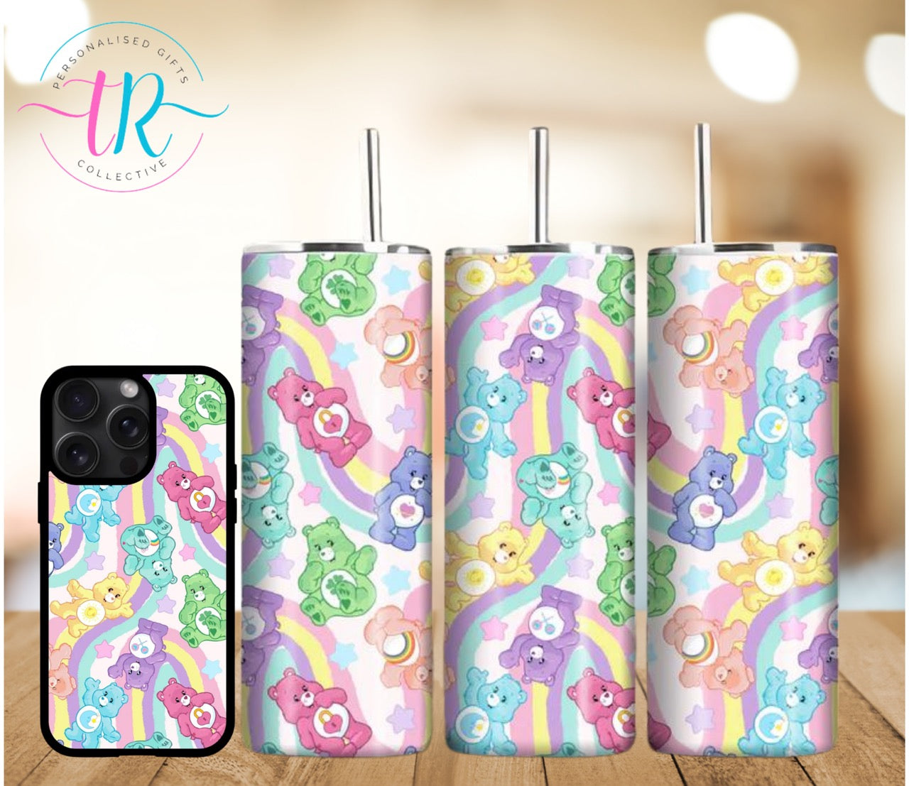 matching-set-20oz-tumbler-iphone-phone-cases-Care-bears-TR-collective-front