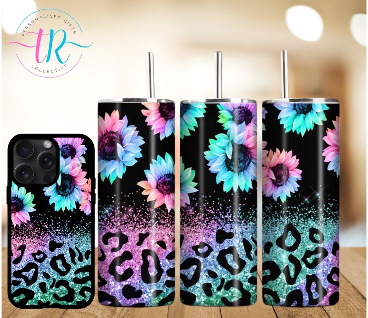 matching-set-20oz-tumbler-iphone-phone-cases-Neon-Flowers-and-Cheetah-TR-collective-front