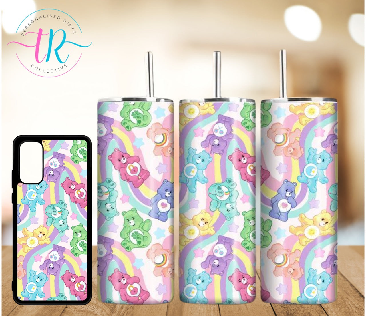 matching-set-20oz-tumbler-samsung-phone-cases-Care-Bears-TR-collective-front