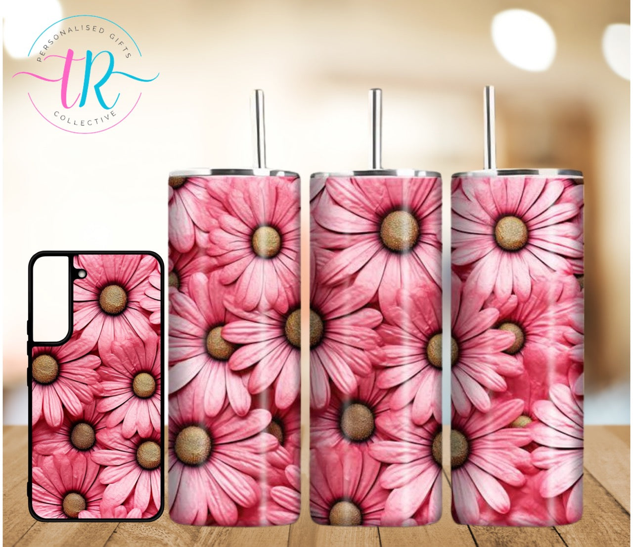 matching-set-20oz-tumbler-samsung-phone-cases-Pink-Flowers-TR-collective-front