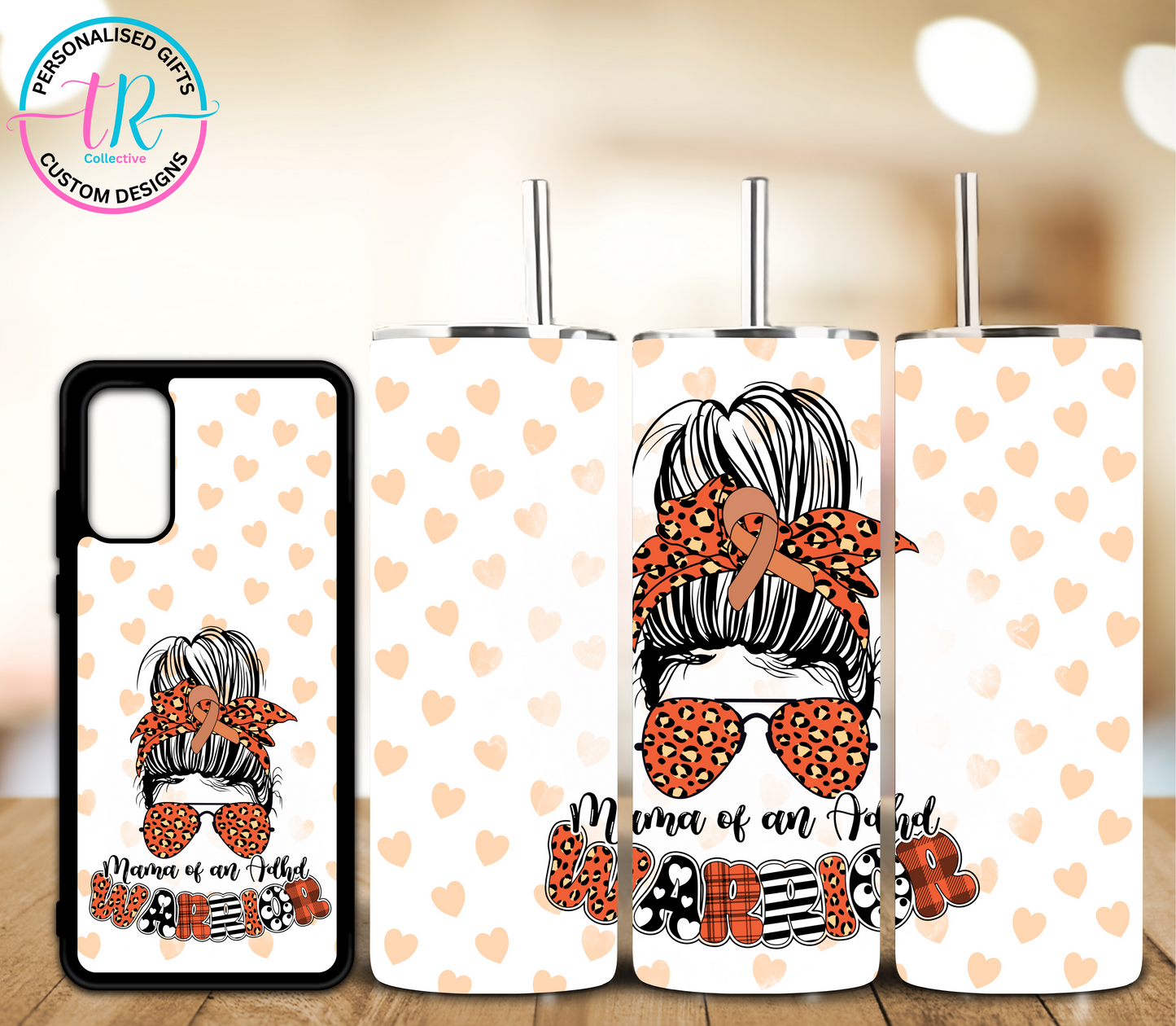 matching-set-20oz-tumbler-samsung-phone-cases-adhd-warrior-TR-collective-front