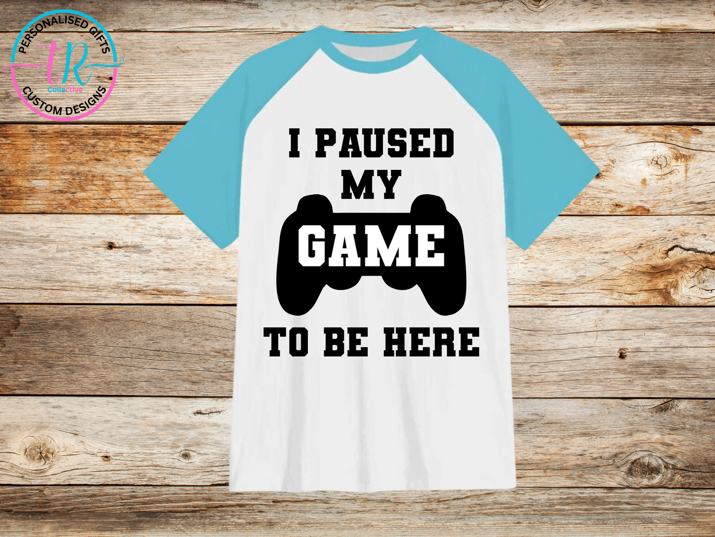 mens-t-shirt-graphic-tees-shirts-paused-my-game-light-blue-sleeve-TR-collective-front