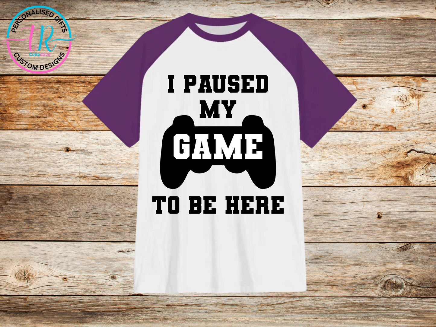 mens-t-shirt-graphic-tees-shirts-paused-my-game-purple-sleeve-TR-collective-front