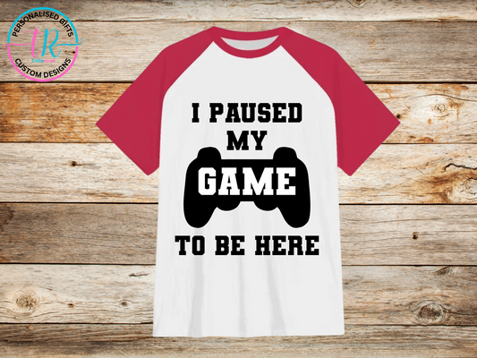 mens-t-shirt-graphic-tees-shirts-paused-my-game-red-sleeve-TR-collective-front