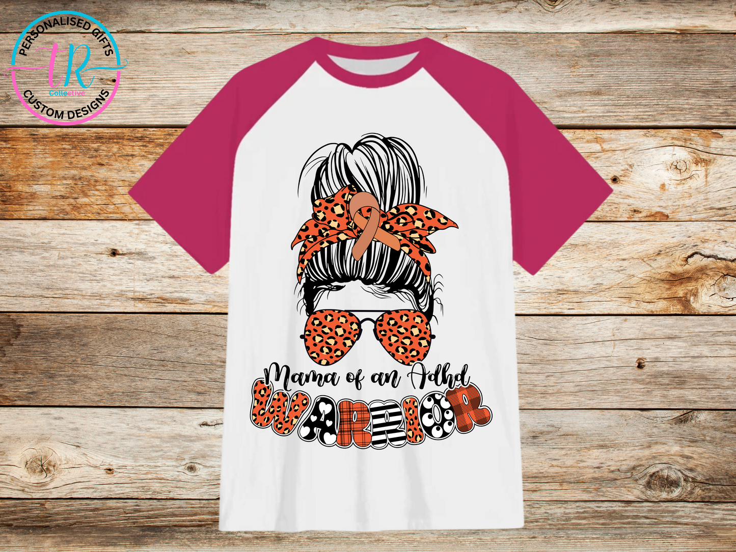 t-shirt-graphic-tees-shirts-adhd-warrior-pink-sleeve-TR-collective-front