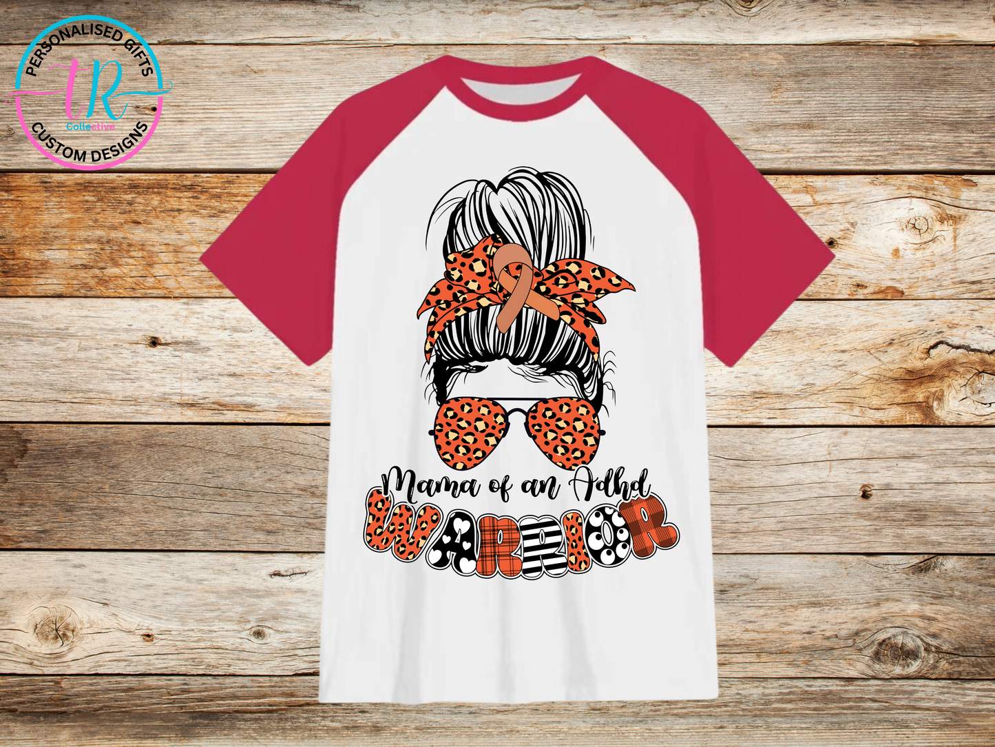 t-shirt-graphic-tees-shirts-adhd-warrior-red-sleeve-TR-collective-front