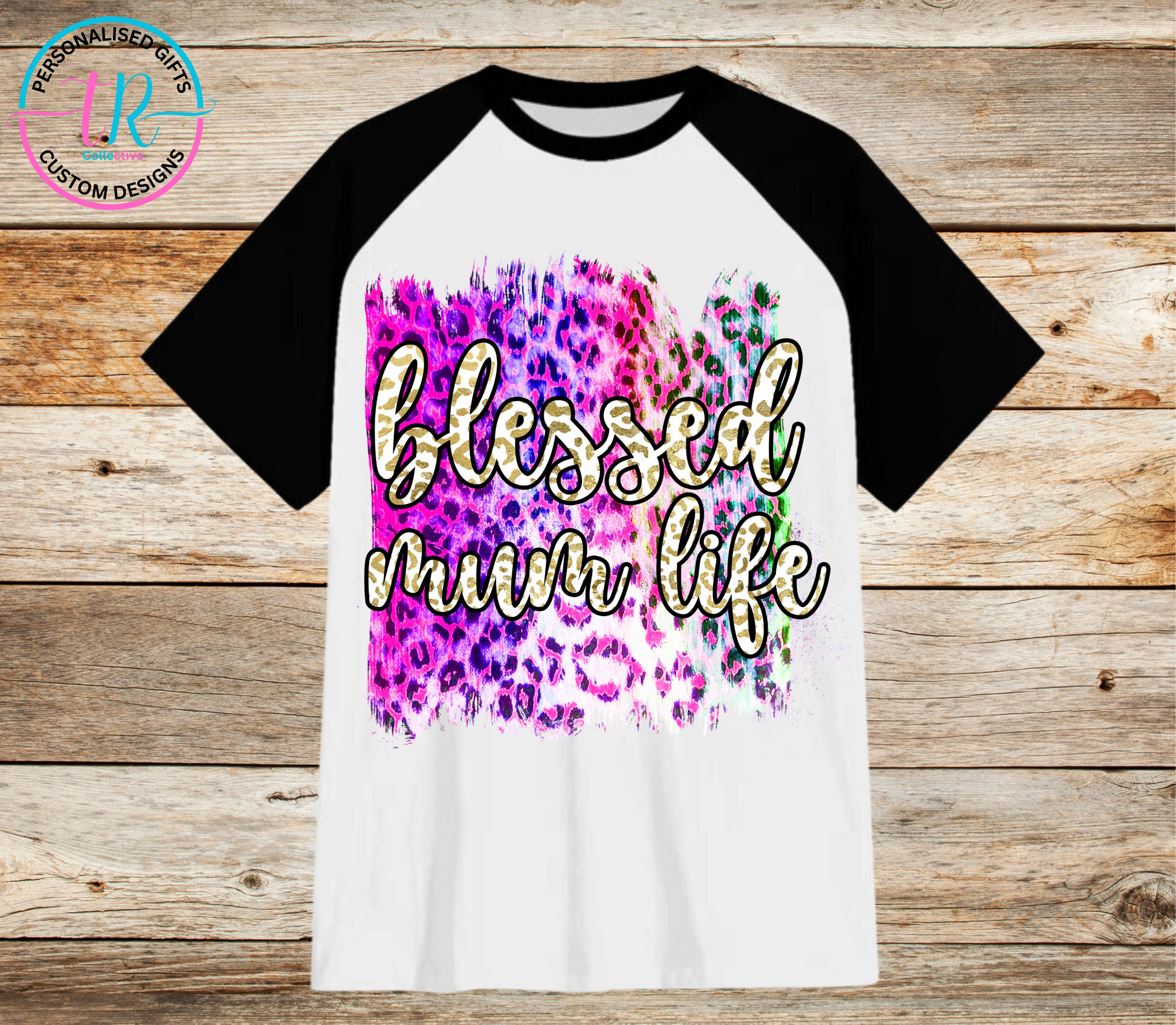 t-shirt-graphic-tees-shirts-blessed-mum-black-sleeve-TR-collective-front