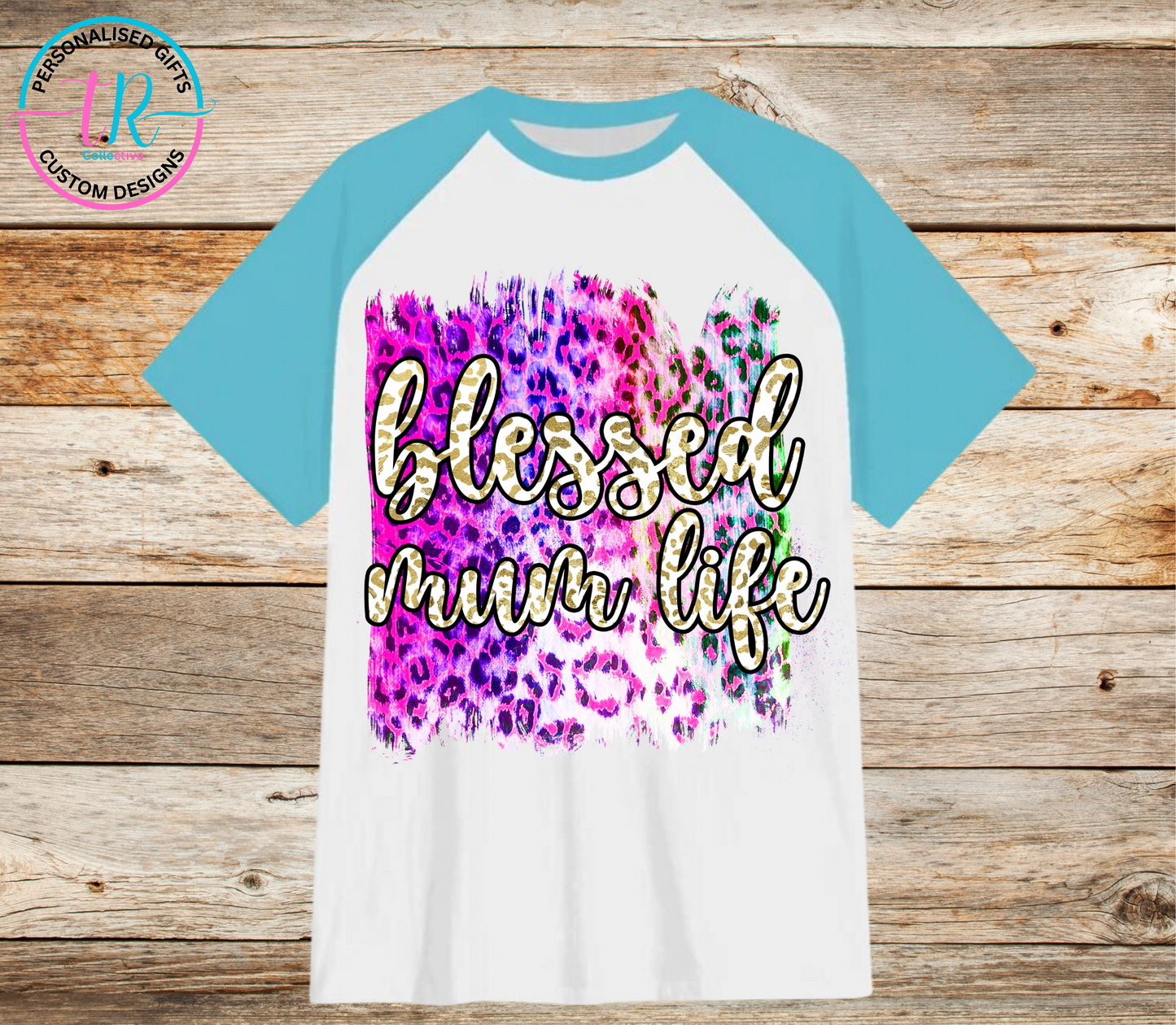 t-shirt-graphic-tees-shirts-blessed-mum-light-blue-sleeve-TR-collective-front