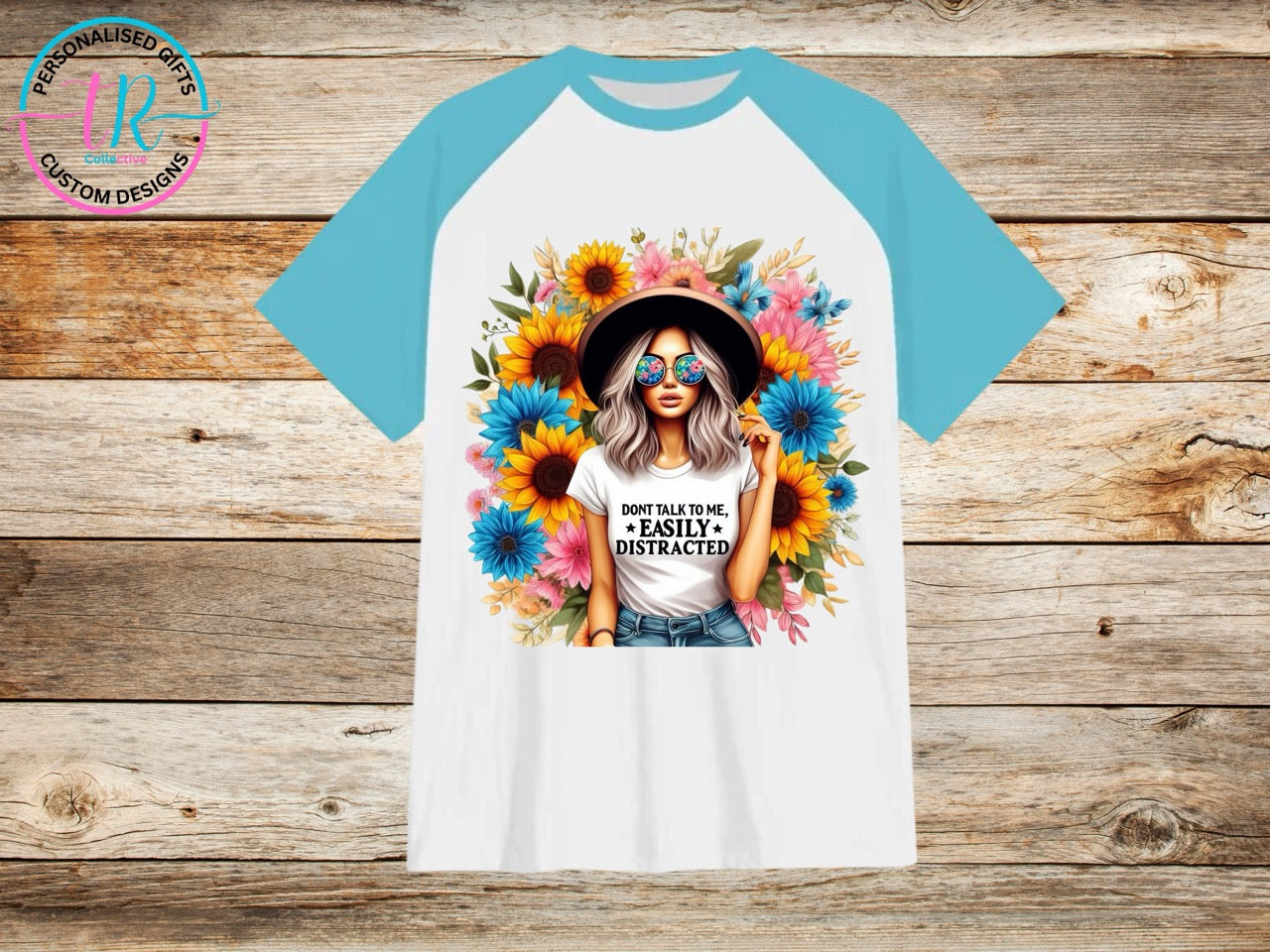 t-shirt-graphic-tees-shirts-easily-distracted-light-blue-sleeve-TR-collective-frontLarge