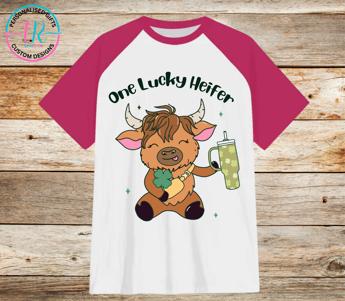 t-shirt-graphic-tees-shirts-lucky-heifer-pink-sleeve-TR-collective-front