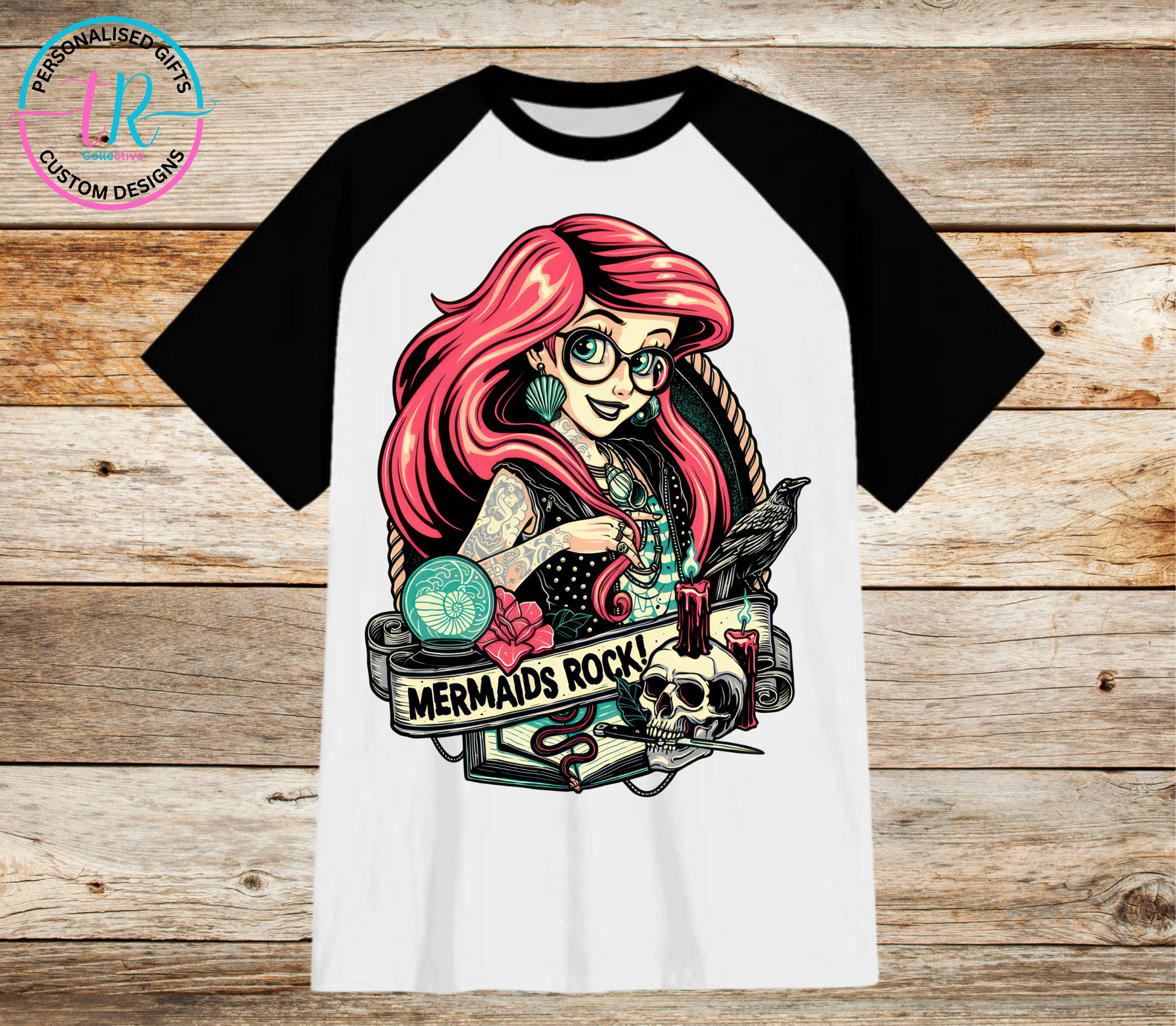 t-shirt-graphic-tees-shirts-mermaid-rock-black-sleeve-TR-collective-front