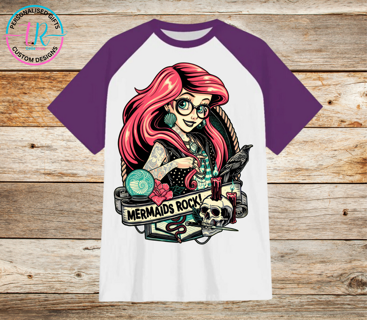 t-shirt-graphic-tees-shirts-mermaid-rock-purple-sleeve-TR-collective-front