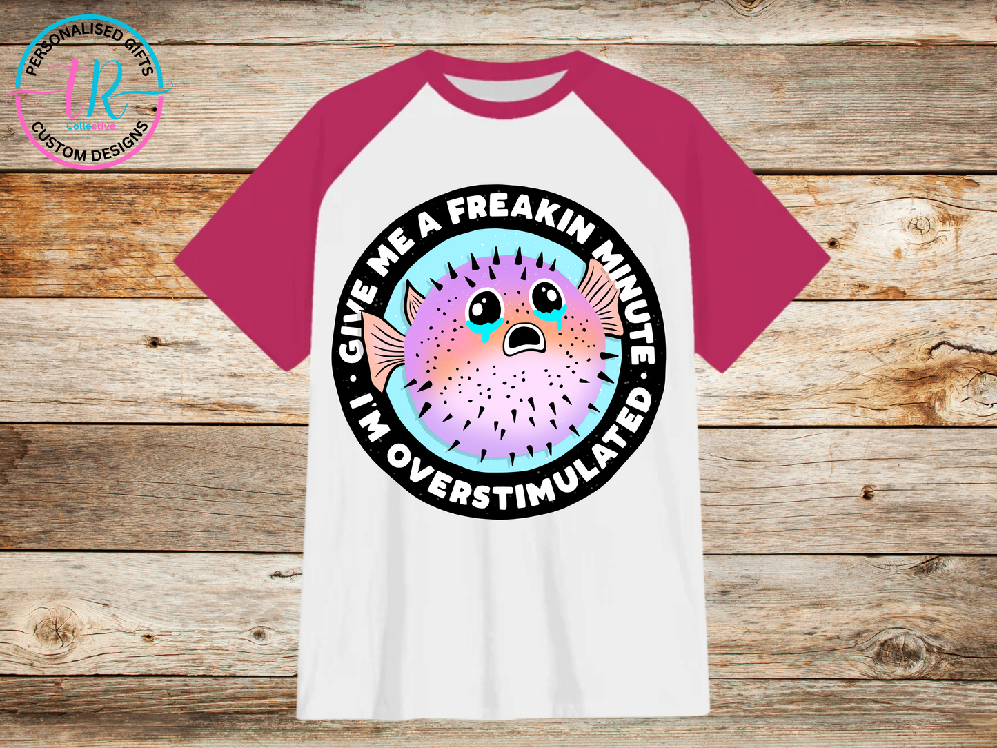 t-shirt-graphic-tees-shirts-overstimulated-pink-sleeve-TR-collective-front