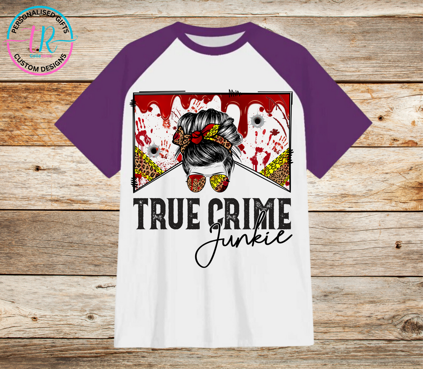 t-shirt-graphic-tees-shirts-true-crime-purple-sleeve-TR-collective-front