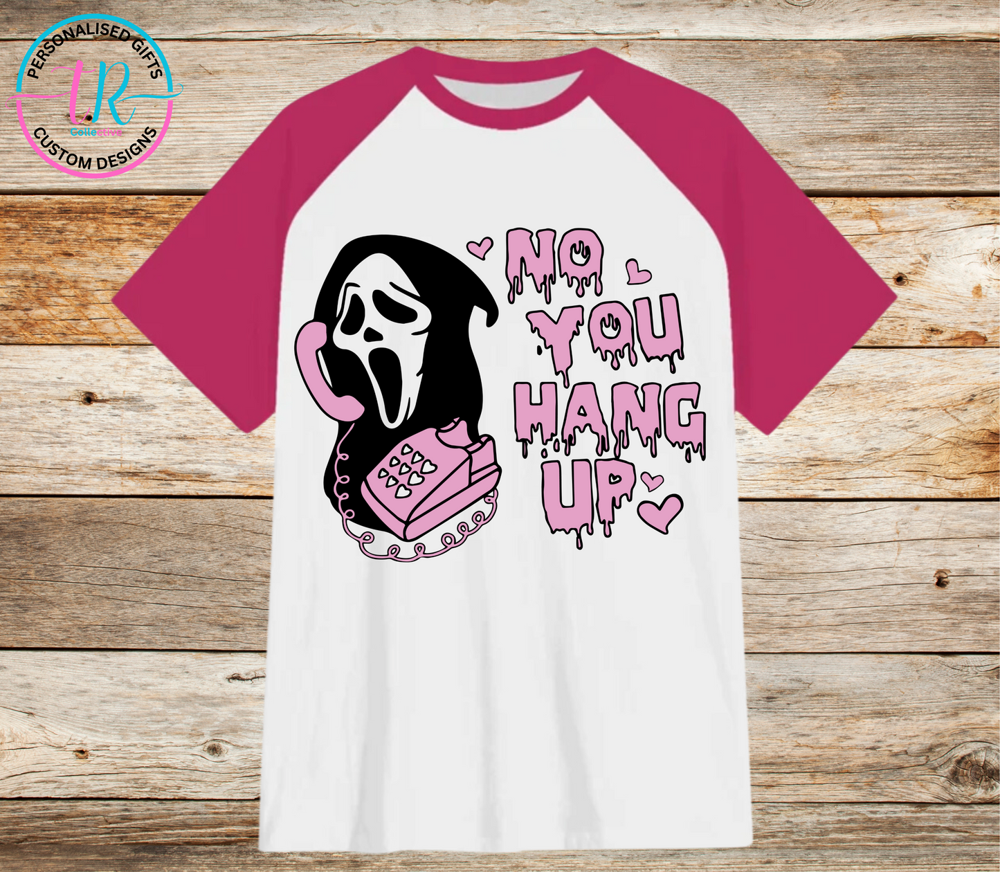 t-shirt-graphic-tees-shirts-you-hang-up-pink-sleeve-TR-collective-front