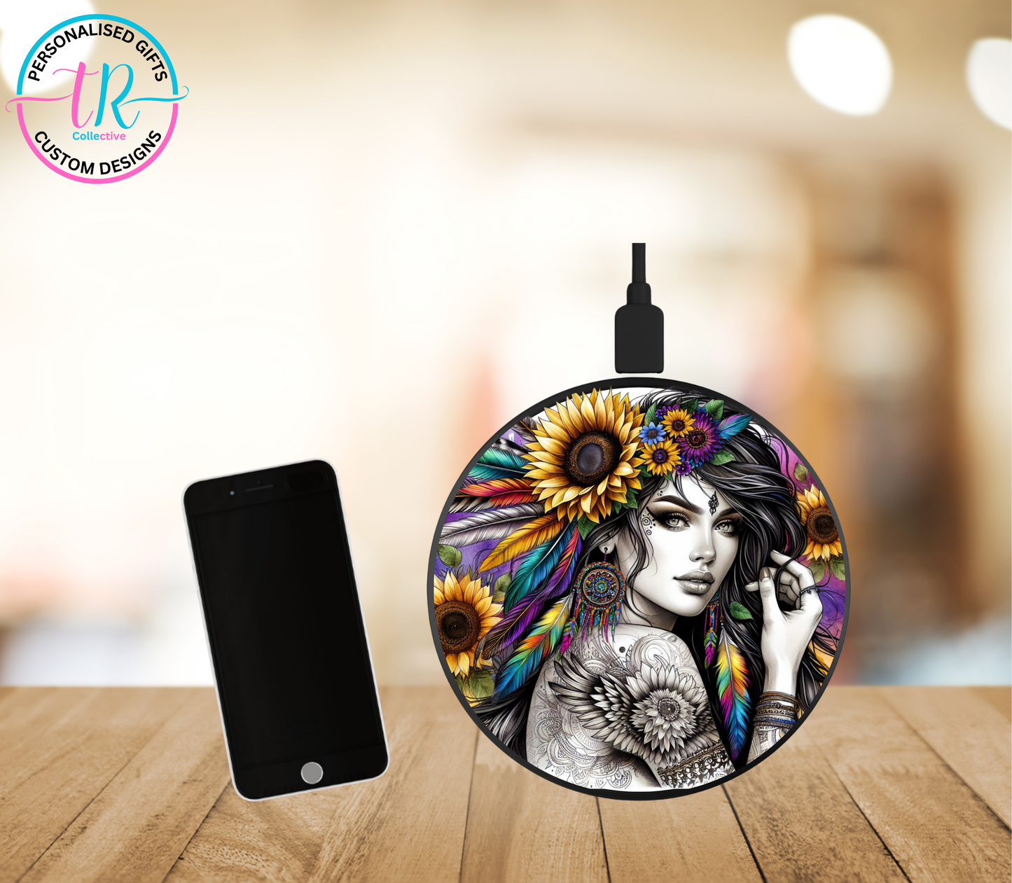 wireless-phone-charger-wireless-charging-wireless-charger-floral-Tattooed-girl-TR-collective-front